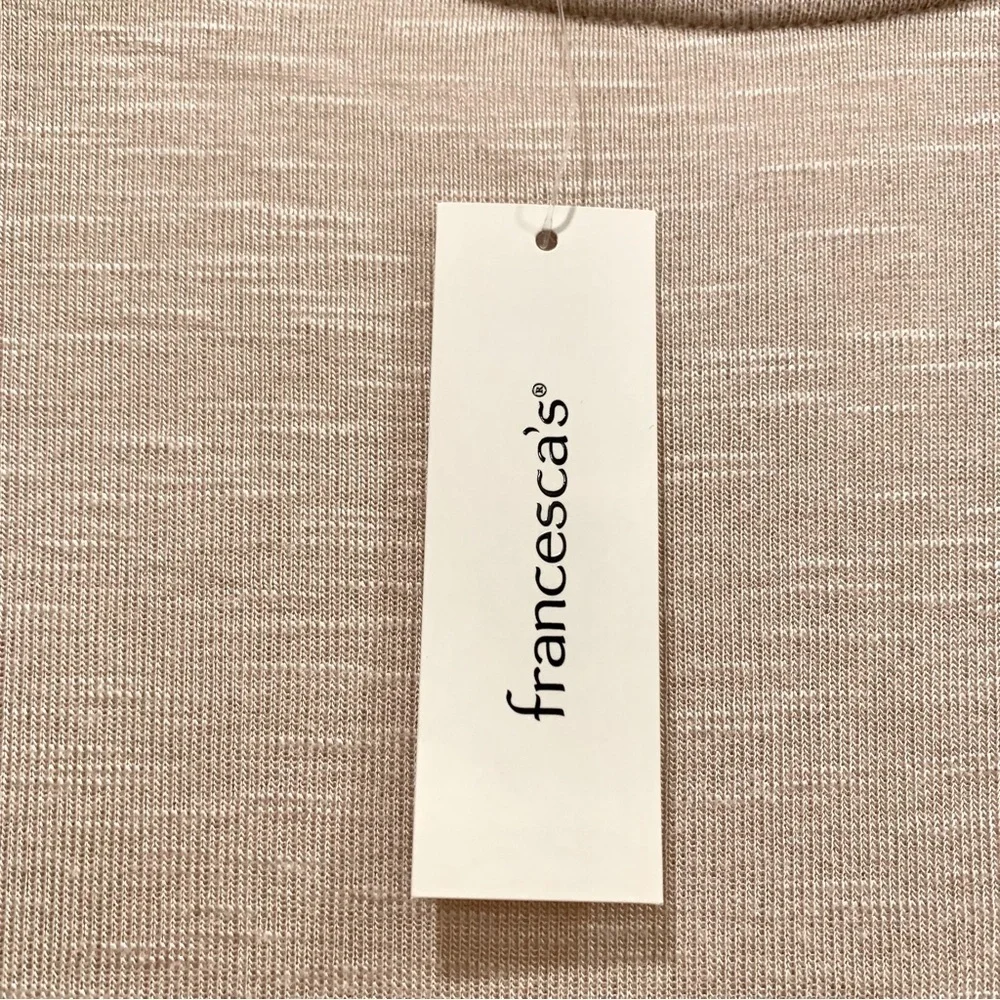 Francesca’s Beige Sand Ruffle Hem Tee Shirt T-Shirt - Picture 11 of 13